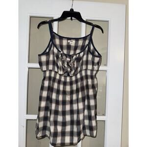 Cato Women’s Plaid Western Tank Top Blue Trim Babydoll Sleeveless XL